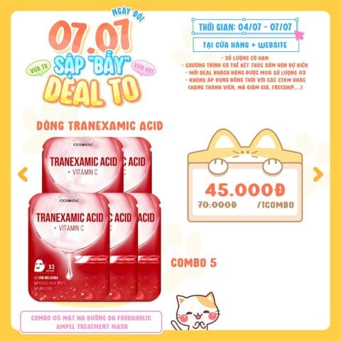  [DEAL 04/7 - 07/7 MUA 5 NẠ DÒNG #TRANEXAMIC ACID GIÁ SỐC] Mặt Nạ Dưỡng Da Foodaholic Ampel Treatment Mask 