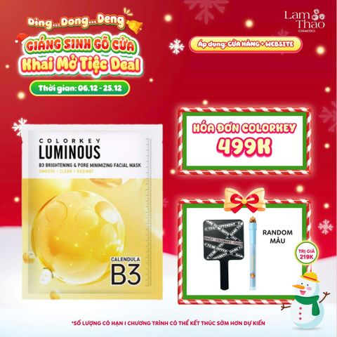  [DEAL SỐC 6.12 - 25.12 MUA HOÁ ĐƠN COLORKEY 499K TẶNG GƯƠNG + SON KEM LÌ] Mặt Nạ Se Khít Lỗ Chân Lông Và Sáng Da B3 Colorkey Luminous B3 Brightening & Pore Minimizing Facial Mask - Calendula 