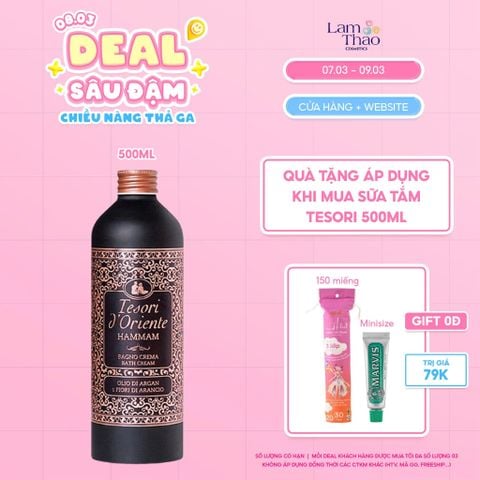 [DEAL SỐC 07.03 - 09.03 MUA SIZE 500ML TẶNG BTTT ALICE 150 MIẾNG + KĐR MARVIS MINI] Sữa Tắm Nước Hoa Tinh Chất Hamma Aegyptus Tesori D'Oriente Hammam Bath Cream 