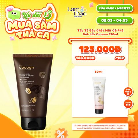  [DEAL SỐC 02.03 - 04.03 MUA SIZE 150ML TẶNG SRM SEN 50ML] Tẩy Tế Bào Chết Mặt Cà Phê Đắk Lắk Cocoon Dak Lak Coffee Face Polish 
