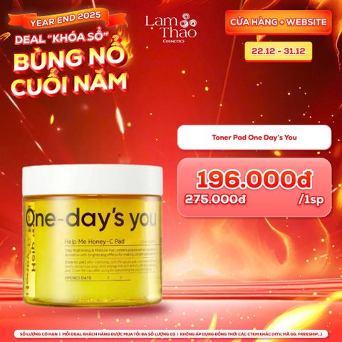  [DEAL SỐC 22.12 - 31.12]  Bông Đắp Toner Dưỡng Cấp Ẩm Và Dưỡng Sáng Da One Day's You Help Me! Honey-C Pad 