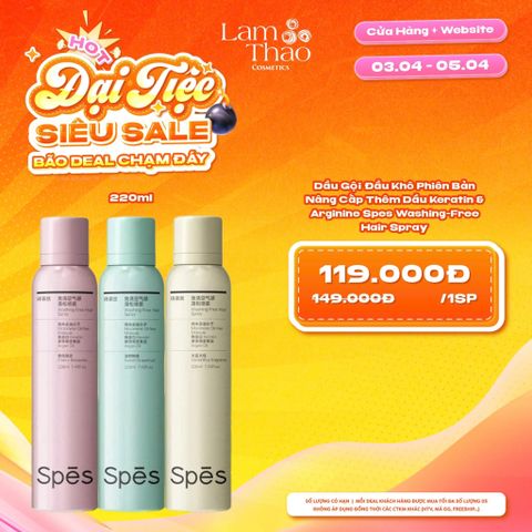  [DEAL SỐC 03.04 - 05.04] Dầu Gội Đầu Khô Phiên Bản Nâng Cấp Thêm Dầu Keratin & Arginine Kiểm Soát Dầu Spes Washing-Free Hair Spray 