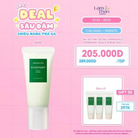  [DEAL SỐC 07.03 - 09.03 MUA SIZE 165G TẶNG 03 TTBC AROMATICA 30G] Tẩy Da Chết Da Đầu Aromatica Rosemary Scalp Scrub 