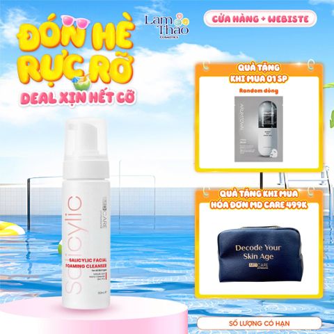  [TẶNG MẶT NẠ ARUMORE][MUA HĐ MD CARE 499K TẶNG 01 TÚI DA ĐỰNG MỸ PHẨM]  Sữa Rửa Mặt Dạng Bọt Dành Cho Da Dầu Mụn Nhạy Cảm MD CARE BHA Salicylic Facial Foaming Cleanse 