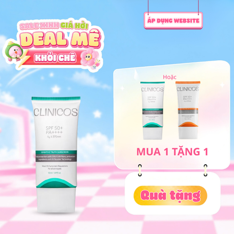  [MUA 1 TẶNG 1 KCN CLINICOS] Kem Chống Nắng Dành Cho Da Nhạy Cảm Clinicos Sensitive Truth Sunscreen SPF50+ PA++++ 