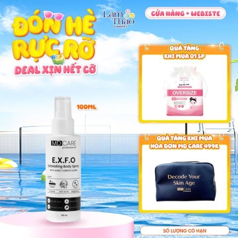  [TẶNG BTT BEFOU 30 MIẾNG] [MUA HĐ MD CARE 499K TẶNG 01 TÚI DA ĐỰNG MỸ PHẨM] Xịt Tẩy Tế Bào Chết Toàn Thân MD CARE E.X.F.O Exfoliating Body Spray 