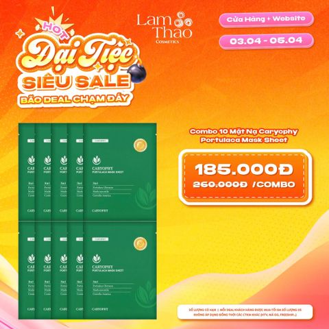  [DEAL SỐC 03.04 - 05.04 COMBO 10 MASK] Mặt Nạ Dưỡng Da Làm Mờ Thâm Giảm Mụn Caryophy Portulaca Mask Sheet 