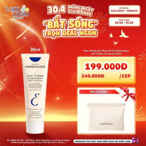  [DEAL SỐC 25.04 - 01.05 MUA SIZE 30ML TẶNG TÚI EMBRYOLISSE] Kem Dưỡng Ẩm Phục Hồi Da Embryolisse Lait Crème Concentré 