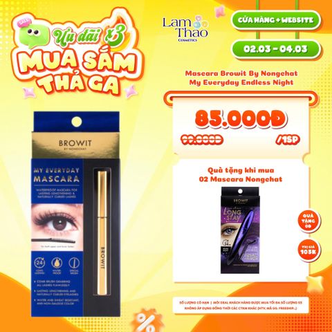  [DEAL SỐC 02.03 - 04.03 MUA 02 SP TẶNG MASCARA BROWIT LONG STAY] Mascara Làm Dày, Dài Mi Browit By Nongchat My Everyday Endless Night Mascara 
