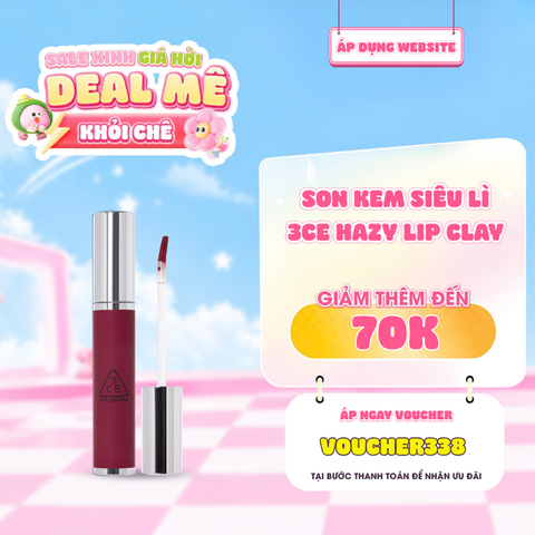  Son Kem Siêu Lì Mịn Môi 3CE Hazy Lip Clay 
