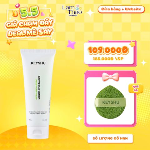  [TẶNG 01 MÚT RỬA MẶT KEYSHU] Sữa Rửa Mặt Làm Sạch Bụi Bẩn Cho Da Nhạy Cảm Keyshu Mildrelief Cleanser 