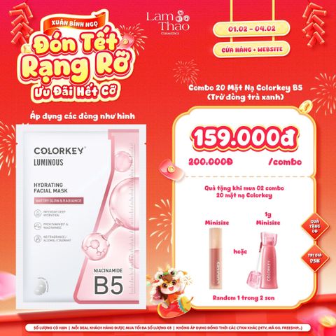  [DEAL SỐC 01.02 - 04.02 MUA 02 COMBO 20 MASK TẶNG 01 SON COLORKEY MINI] Mặt Nạ Dưỡng Ẩm Colorkey Hydrating Facial Mask 