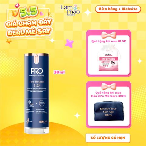  [TẶNG BTT BEFOU OVERSIZE 50 MIẾNG] [HĐ MD CARE 499K TẶNG 01 TÚI DA] Kem Dưỡng Làm Sáng & Cải Thiện Nếp Nhăn MD CARE Pro-Retinol 1.0 