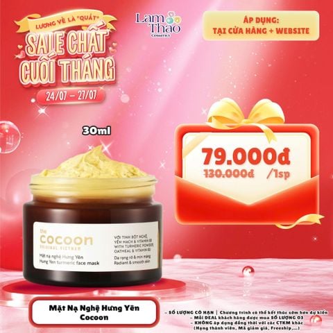  [DEAL 24/7 - 27/7 GIÁ SỐC KHI MUA SIZE 30G]  Mặt Nạ Sáng Mịn Da Nghệ Hưng Yên Cocoon Hung Yen Turmeric Face Mask 