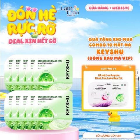  [MUA 10 MASK KEYSHU DÒNG RAU MÁ VIP TẶNG 02 MASK KEYSHU] Mặt Nạ Rau Má Làm Dịu Da Keyshu Bioessence Mask Pre 