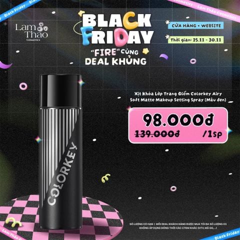  [DEAL SỐC 25.11 - 30.11 SIZE 100ML] Xịt Khóa Lớp Trang Điểm Colorkey Airy Soft Matte Makeup Setting Spray 