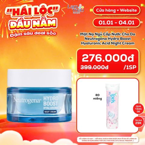  [DEAL SỐC 01.01 - 04.01 TẶNG BTT 80 IPEK MIẾNG] Mặt Nạ Ngủ Cấp Nước Cho Da Neutrogena Hydro Boost Hyaluronic Acid Night Cream 