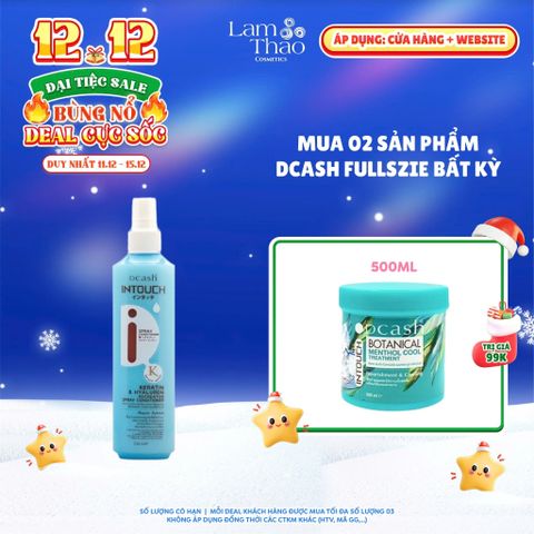  [DEAL SỐC 11.12 - 15.12 MUA 2SP DCASH FULLSIZE BẤT KỲ TẶNG KEM Ủ TÓC MEMTHOL COOL 500ML] Xịt Dưỡng Tóc Dcash Intouch Keratin & Hyaluron Recreator Spray Conditioner 