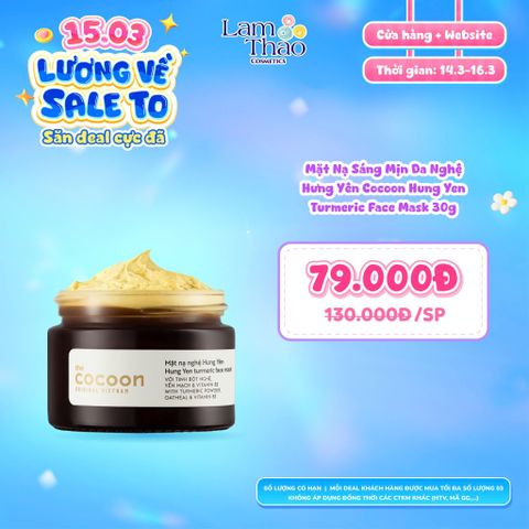  [DEAL SỐC 14.03 - 16.03 SIZE 30G] Mặt Nạ Sáng Mịn Da Nghệ Hưng Yên Cocoon Hung Yen Turmeric Face Mask 