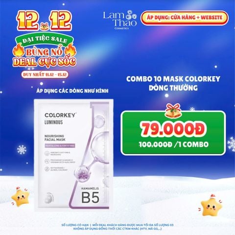  [DEAL SỐC 11.12 - 15.12 COMBO 10 MASK] [MUA HĐ COLORKEY 499K TẶNG GƯƠNG + SON KEM LÌ] Mặt Nạ Dưỡng Ẩm Ngừa Mụn Với Chiết Xuất Cây Phỉ Colorkey Nourishing Facial Mask 