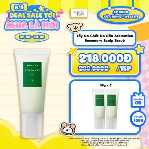  [DEAL 07/8 - 10/8 MUA SIZE 165G TẶNG 02 TUÝP TTBC AROMATICA 30G] Tẩy Da Chết Da Đầu Aromatica Rosemary Scalp Scrub 