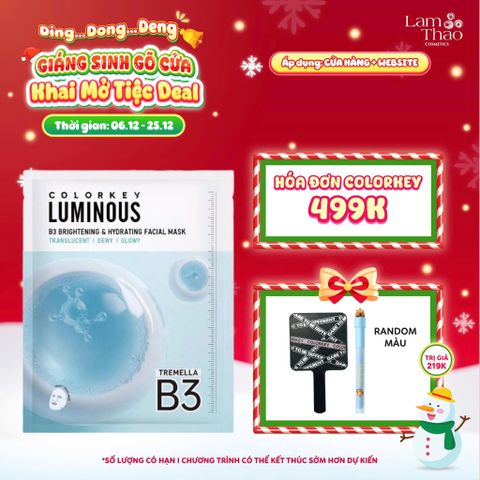  [DEAL SỐC 6.12 - 25.12 MUA HOÁ ĐƠN COLORKEY 499K TẶNG GƯƠNG + SON KEM LÌ] Mặt Nạ Cấp Ẩm Và Sáng Da B3 Colorkey Luminous B3 Brightening & Hydrating Facial Mask - Tremella 