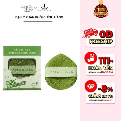  [DEAL SỐC 6.12 - 25.12 MUA HOÁ ĐƠN AMORTALS 349K TẶNG BÔNG MÚT TWIN STAR POWDER PUFF SET]  Bông Rửa Mặt Bọt Biển Amortals Wash To Smile Face  Washing  Pluff 