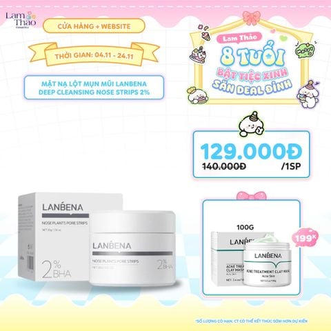  [DEAL SỐC 4.11 - 24.11 TẶNG MẶT NẠ ĐẤT SÉT 100g] Mặt Nạ Lột Mụn Mũi Lanbena Deep Cleansing Nose Strips 2% BHA 