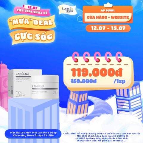  [DEAL 12/7 - 15/7 GIÁ SỐC]  Mặt Nạ Lột Mụn Mũi Lanbena Deep Cleansing Nose Strips 2% BHA 