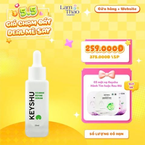  [MUA 1 TẶNG 3 MẶT NẠ KEYSHU NGẪU NHIÊN] Tinh Chất Hỗ Trợ Làm Dịu Da, Hỗ Trợ Ngừa Lão Hóa Keyshu Cicamax Refine Serum 