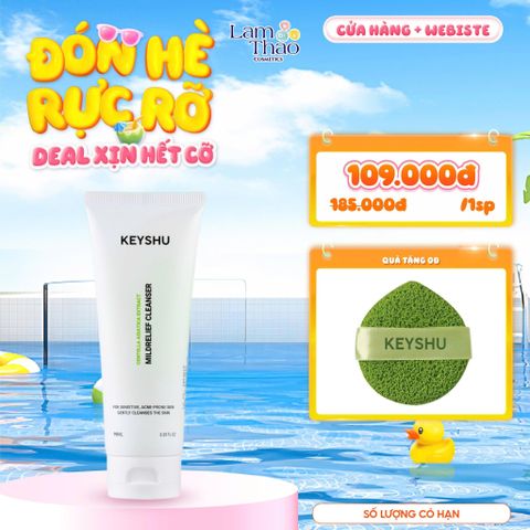  [TẶNG 01 MÚT RỬA MẶT KEYSHU] Sữa Rửa Mặt Làm Sạch Bụi Bẩn Cho Da Nhạy Cảm Keyshu Mildrelief Cleanser 