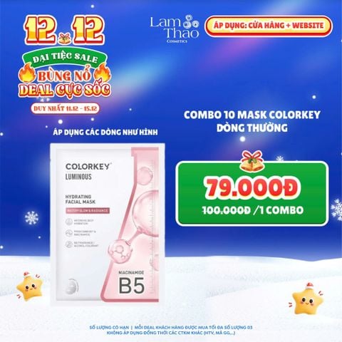  [DEAL SỐC 11.12 - 15.12 COMBO 10 MASK] [MUA HĐ COLORKEY 499K TẶNG GƯƠNG + SON KEM LÌ] Mặt Nạ Dưỡng Ẩm Colorkey Hydrating Facial Mask 
