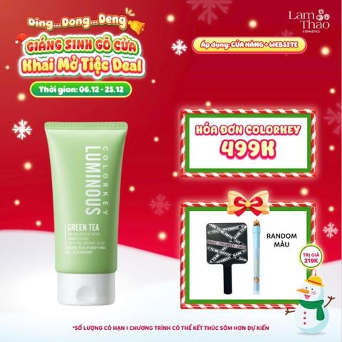  [DEAL SỐC 6.12 - 25.12 MUA HOÁ ĐƠN COLORKEY 499K TẶNG GƯƠNG + SON KEM LÌ] Gel Rửa Mặt Trà Xanh Colorkey Luminous Green Tea Purifying Gel Cleanser 