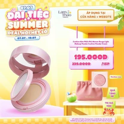  [DEAL SỐC 07.07 - 10.07 TẶNG TÚI ĐỰNG MỸ PHẨM + MÁ HỒNG MENOW] Cushion Kèm Phấn Phủ Menow Rouge Light Makeup Powder Cushion Powder Cream 