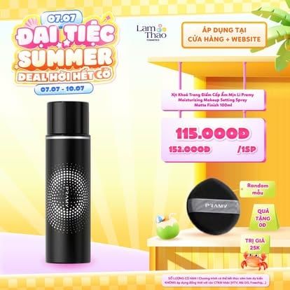  [DEAL SỐC 07.07 - 10.07 MUA SIZE 100ML TẶNG BÔNG MÚT PRAMY] Xịt Khoá Trang Điểm Cấp Ẩm Mịn Lì Pramy Moisturizing Makeup Setting Spray - Matte Finish 