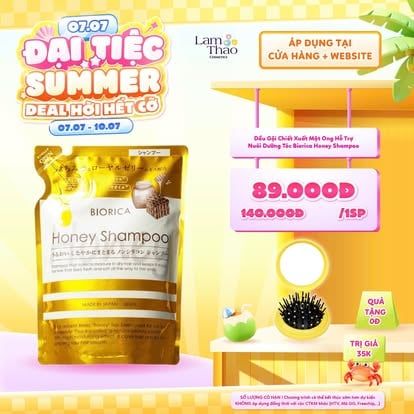  [DEAL SỐC 07.07 - 10.07 TẶNG GƯƠNG LƯỢC BỎ TÚI LEMONADE]  Dầu Gội Chiết Xuất Mật Ong Hỗ Trợ Nuôi Dưỡng Tóc Biorica Honey Shampoo 