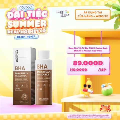  [DEAL SỐC 07.07 - 10.07 KHI MUA SIZE 100ML] Dung Dịch Tẩy Tế Bào Chết Nền Cồn Cho Da Dầu DrCeutics Basic BHA 2% In Alcohol 
