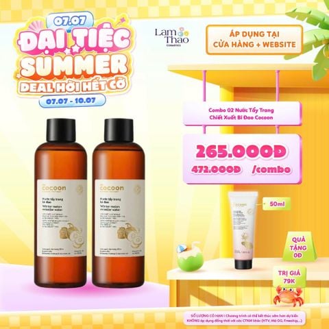  [DEAL SỐC 07.07 - 10.07 MUA COMBO 2 CHAI 500ML TẶNG SRM SEN 50ML] Nước Tẩy Trang Dành Cho Da Dầu, Mụn Chiết Xuất Bí Đao Cocoon Winter Melon Micellar Water 