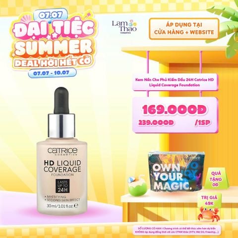  [DEAL SỐC 07.07 - 10.07 TẶNG TÚI MỸ PHẨM CATRICE] Kem Nền Che Phủ Kiềm Dầu 24H Catrice HD Liquid Coverage Foundation 