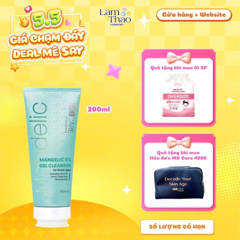  [TẶNG BTT BEFOU OVERSIZE 50 MIẾNG] [HĐ MD CARE 499K TẶNG 01 TÚI DA] Gel Rửa Mặt Sạch Sâu Và Tẩy Tế Bào Chết MD Care Mandelic Acid 5% Gel Cleanser 