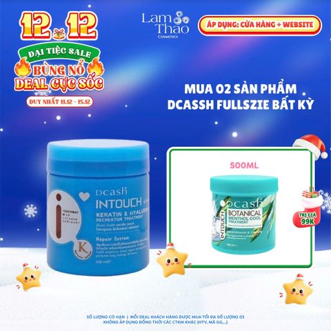  [DEAL SỐC 11.12 - 15.12 MUA 2SP DCASH FULLSIZE BẤT KỲ TẶNG KEM Ủ TÓC MEMTHOL COOL 500ML] Kem Ủ Tóc Dcash Intouch Keratin & Hyaluron Recreator Treatment 