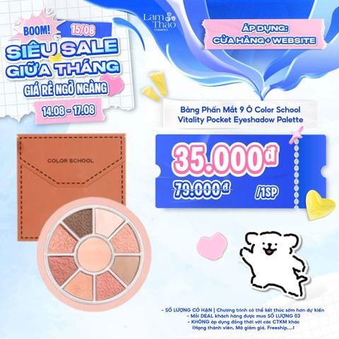  [DEAL 14/8 - 17/8 GIÁ SỐC] Bảng Phấn Mắt 9 Ô Color School Vitality Pocket Eyeshadow Palette 