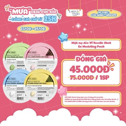  [DEAL 23/8 - 25/8 GIÁ SỐC] Mặt Nạ Dẻo Hỗ Trợ Phục Hồi VT Cosmetics Reedle Shot Ex Cica Modeling Pack 