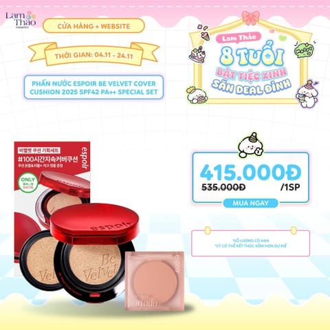  [DEAL SỐC 4.11 - 24.11] Phấn Nước Espoir Be Velvet Cover Cushion 2025 SPF42 PA++ Special Set 