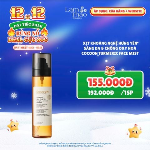  [DEAL SỐC 11.12 - 15.12] Xịt Khoáng Nghệ Hưng Yên Sáng Da & Chống Oxy Hoá Cocoon Turmeric Face Mist 