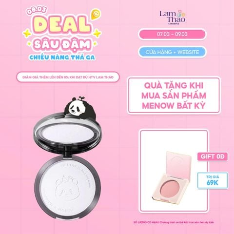  [DEAL SỐC 07.03 - 09.03 MUA SP MENOW BẤT KỲ TẶNG 01 MÁ HỒNG MENOW] Phấn Phủ Dạng Nén Menow x Menglan Panda Velvet Mist Complexion Powder 