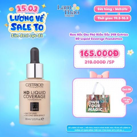  [DEAL SỐC 14.03 - 16.03 TẶNG TÚI CATRICE] Kem Nền Che Phủ Kiềm Dầu 24H Catrice HD Liquid Coverage Foundation 