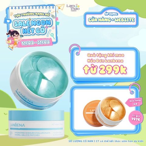  [DEAL 11/8 - 31/8 HĐ LANBENA 299K TẶNG 01 MẶT NẠ MẮT LANBENA VITA C] Mặt Nạ Mắt Dưỡng Ẩm, Làm Dịu Lanbena Hydrating Sodium Hyaluronate Hydra Gel Eye Patches 