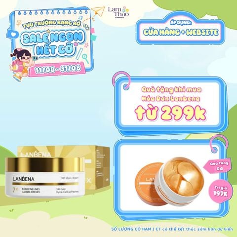  [DEAL 11/8 - 31/8 HĐ LANBENA 299K TẶNG 01 MẶT NẠ MẮT LANBENA VITA C] Mặt Nạ Mắt Tinh Chất Ngọc Trai Đen Collagen Lanbena 24k Gold Hydra Gel Eye Patches 