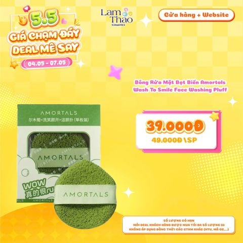  [DEAL SỐC 04.05 - 07.05] Bông Rửa Mặt Bọt Biển Amortals Wash To Smile Face Washing Pluff 